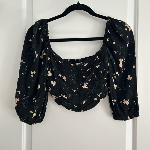 Aritzia Wilfred Lolita Floral Black Blouse - Picture 2 of 6